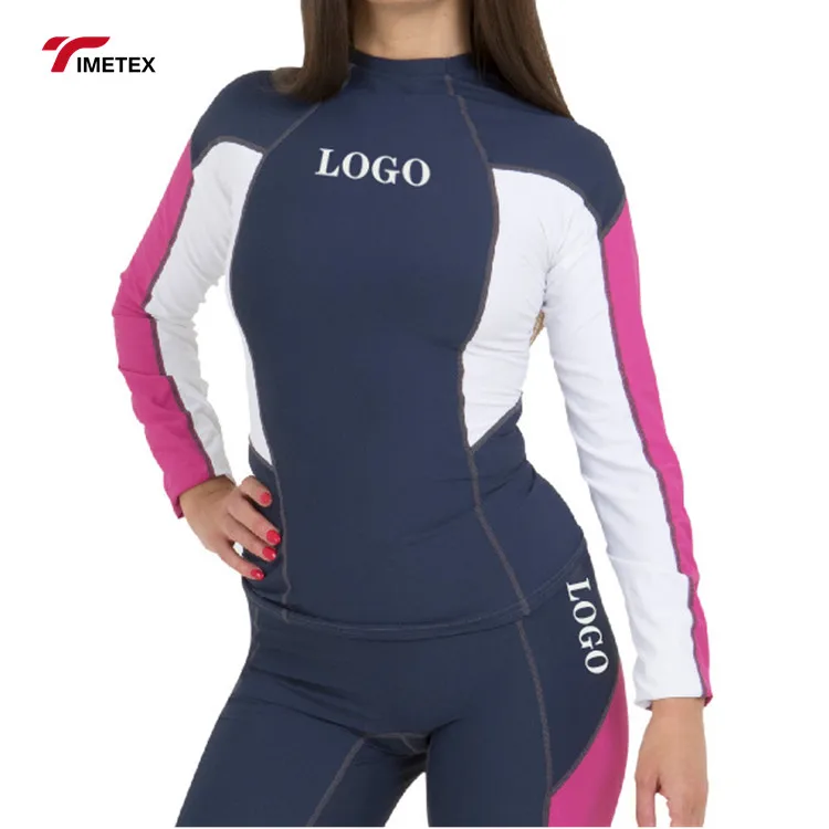 Women Long Sleeve Fashion Design Quick Dry Pullover  Uv Protection Printed Surfing Rash Guard