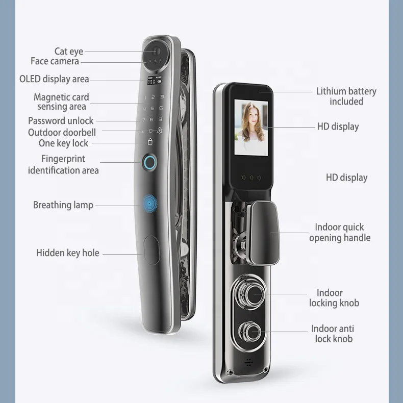 Intelligence Lock Tuya App Smart WiFi Digital Door Lock Code RFID IC Card Smartphone App Unlock Biometric Fingerprint Smart Lock