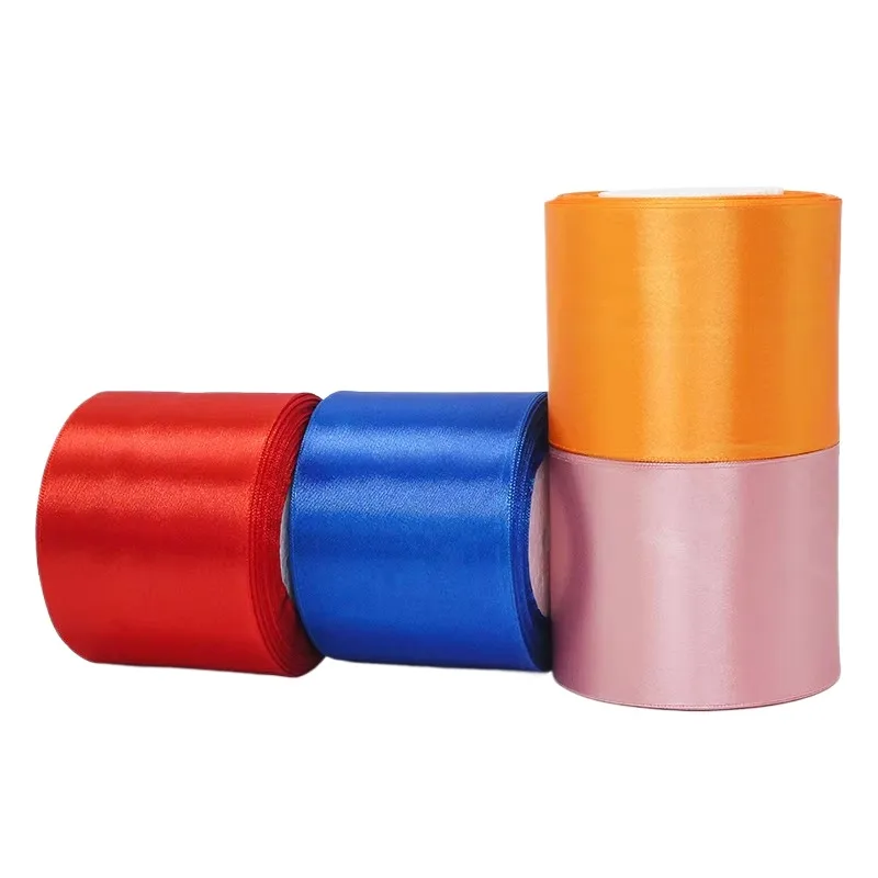 75 mm 3inch Satin Ribbon Roll Single Face Gift Ribbon For Boxes Gifting 25 yards