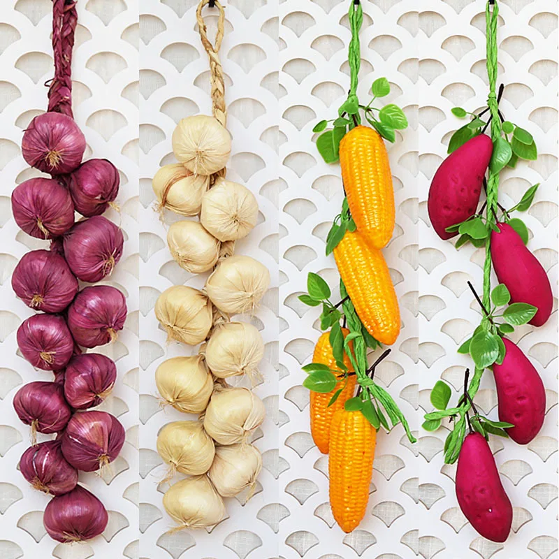 Joy Various Styles Lifelike Vegetable String Models Artificial Vegetable For Display Window Home Decoration