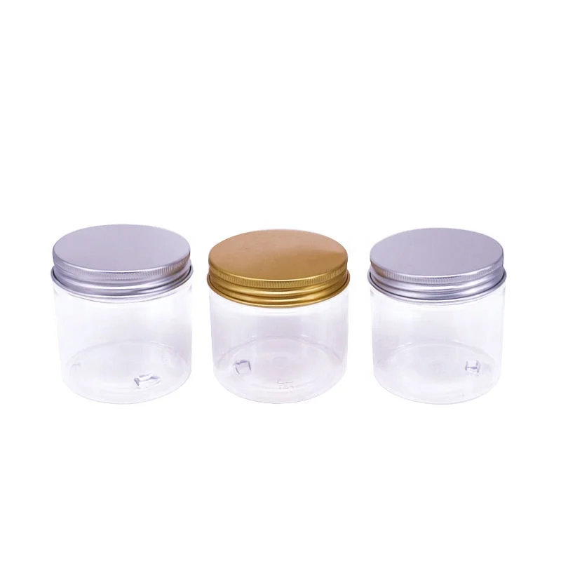 Empty Clear Wide Mouth Cosmetic Storage PET Plastic Jars with Screw Lid