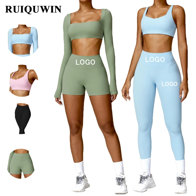 RUIQUWIN Wholesale 2024 Hot Selling Yoga Sets Tights Women Outdoor Running Gym Fitness Active Wear Workout Sets For Women