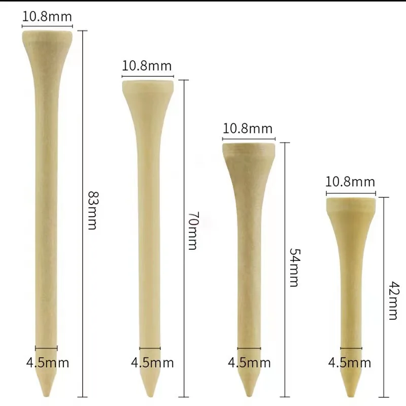 Professional Colorful Bamboo 43mm 70mm 83mm Golf Tees Custom Logo Golf Tee Peg