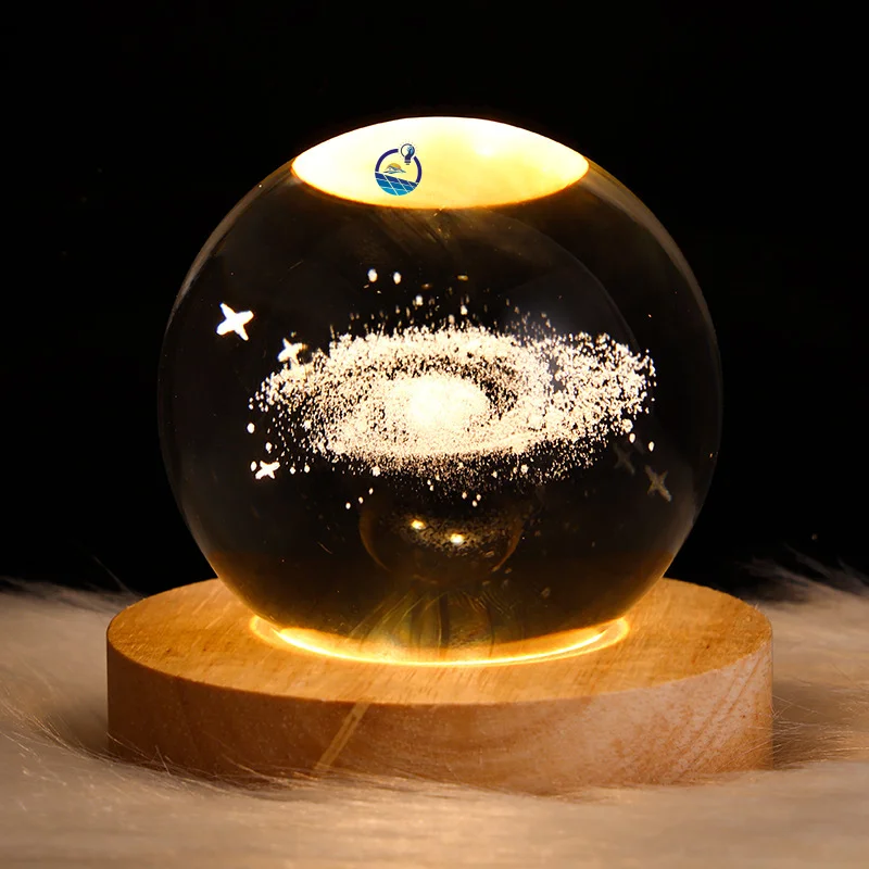 Creative Romantic Home Led Lights Wooden Base Ball Shaped Night Lamp Indoor Living Room Bedroom Table Light