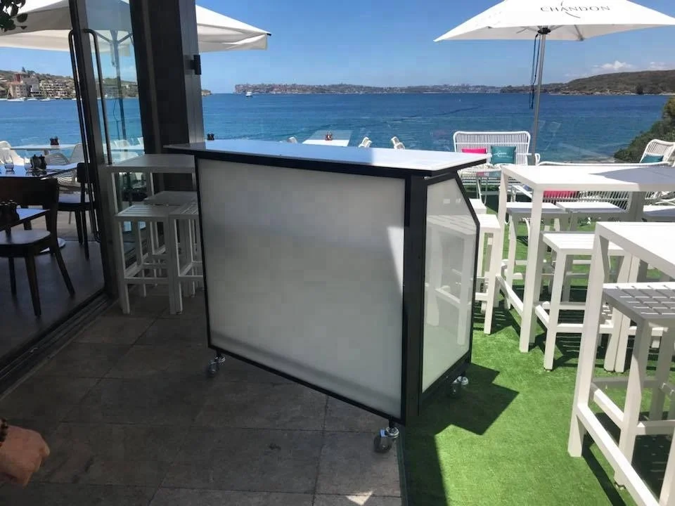 Aluminum Illuminated Led Light Table Glowing Up Bar Furniture Night Club Bar Counter Design