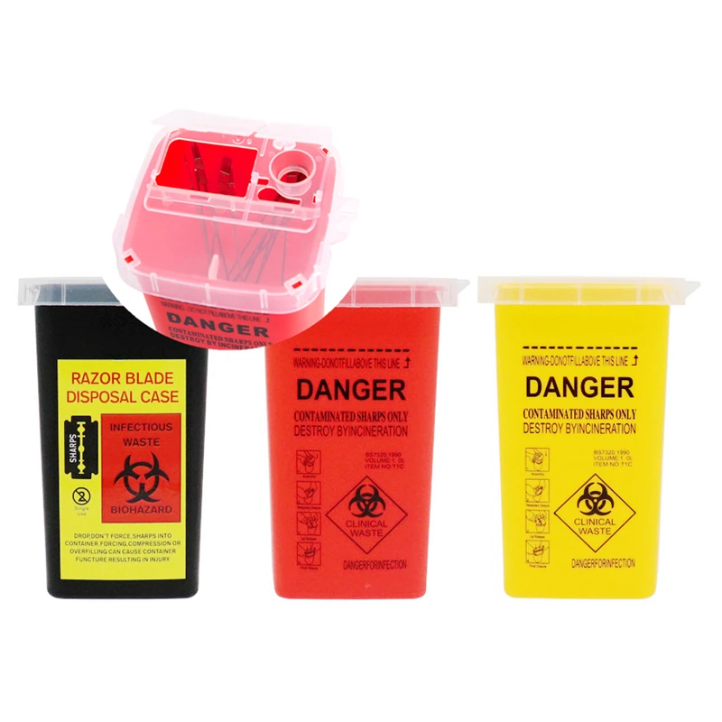 Needles Waste Bucket Mini Trash Cans Disposable Sharps Blades Cartridge Box PMU Tattoo Medical Bottle Supplies Container Plastic