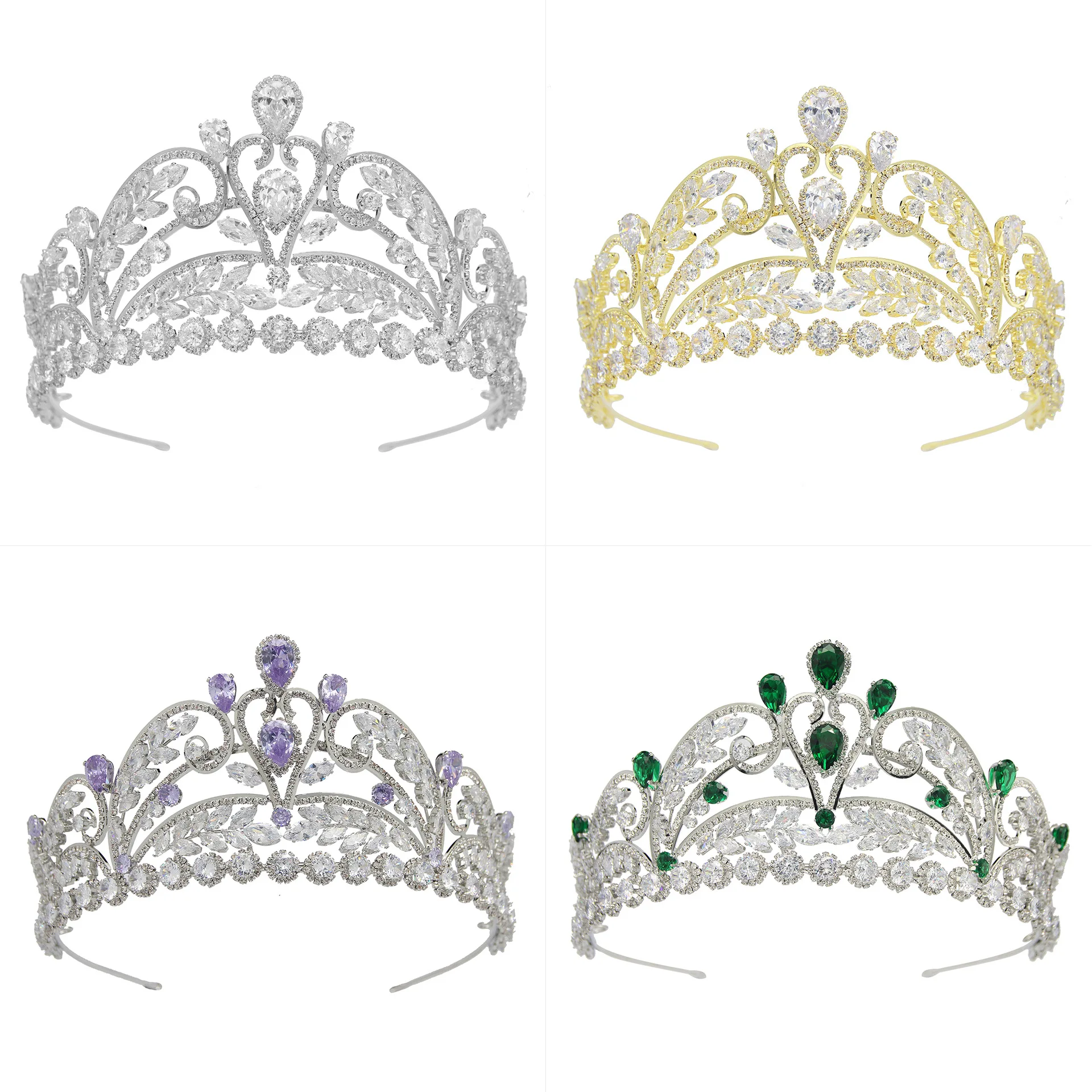 Luxury Wedding Crown Bridal Headpiece Cubic Zirconia Queen King Crown Princess Tiara Wedding Hair Jewelry for Bride