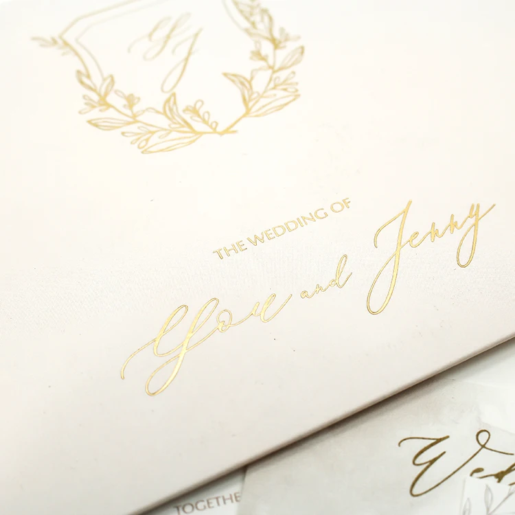 Custom Design Europe Style Marriage Fashion Luxury Gold Foil Wedding Invitation Cards