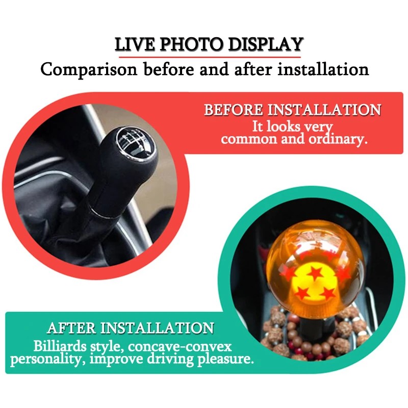 Colored modified Dragon Ball gear shift head, 1-7 star gear shift head, creative automotive interior accessories.