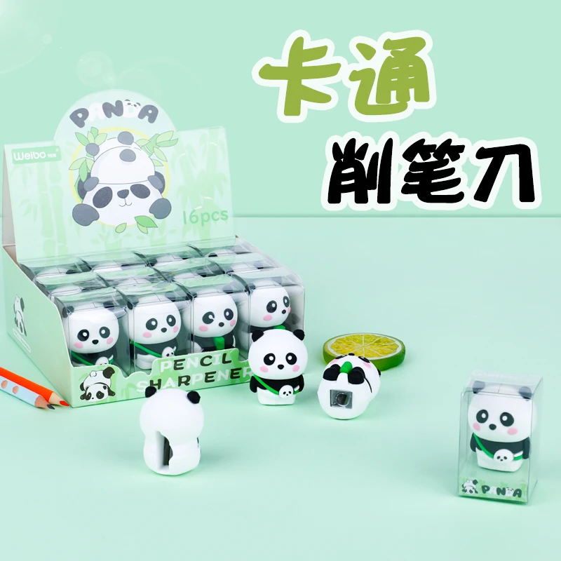 Weibo panda школьные канцелярские товары оптом под заказ Пластиковая точилка для карандашей детей