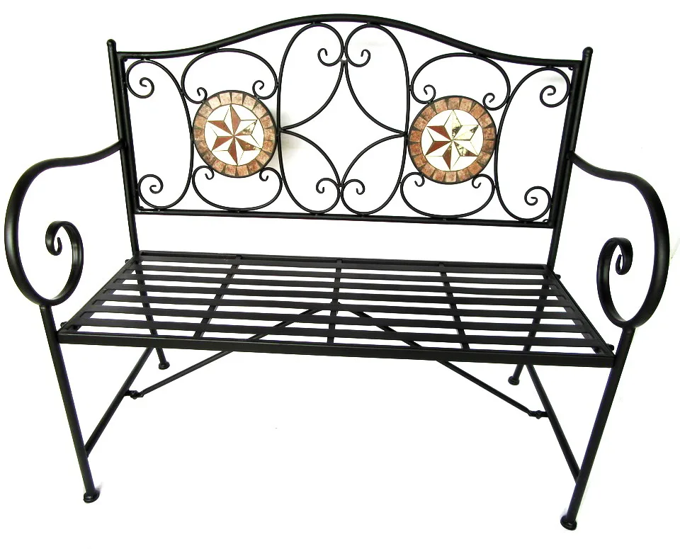 metal furniture mosaic art top heavy park garden seating Outdoor Bench