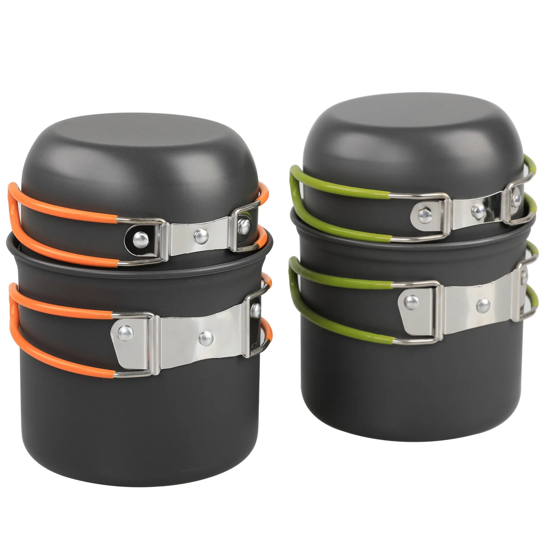 8 Pcs Portable Collapsible Folding Cookware Set Stainless Steel Outdoor Camping Hiking Cooking Pot Picnic Utensils Metal Travel