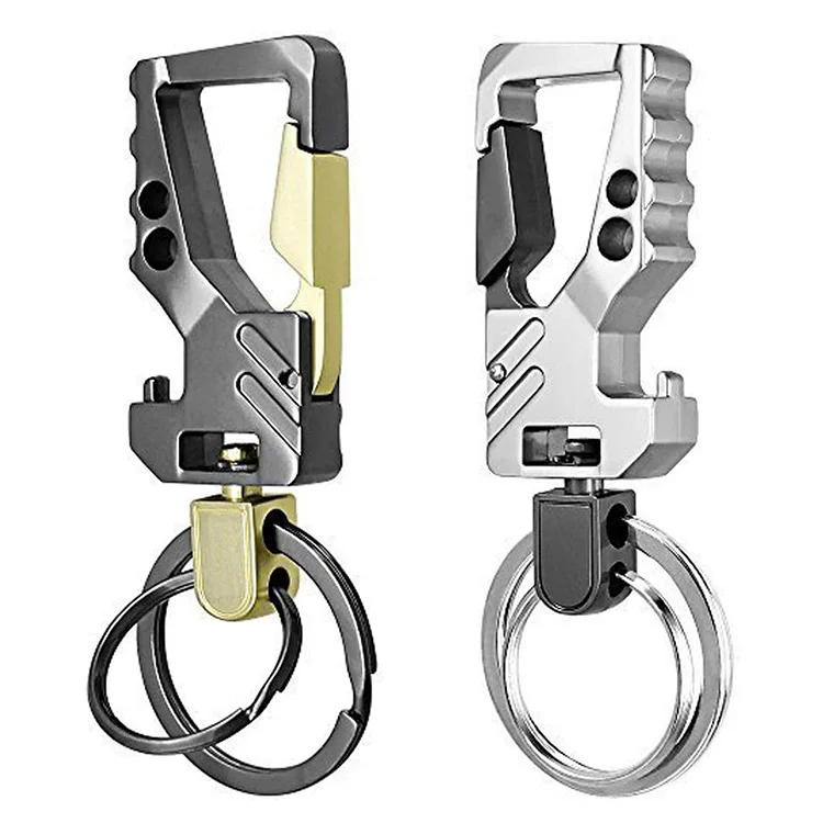 Multifunctional Zinc Alloy Bright Nickel Plating Load Bearing Keyring Hidden Knife Bottle Opener Press Metal Carabiner Keychain