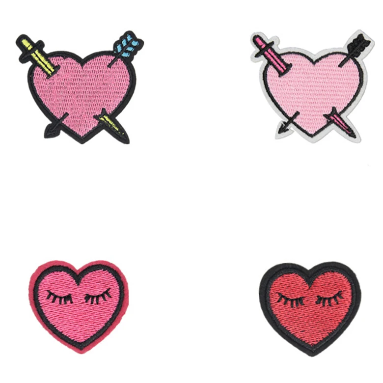 Bulk Wholesale Personalized Fabric Embroidery Heart Shaped Sewing Patches For Clothing Embellishments