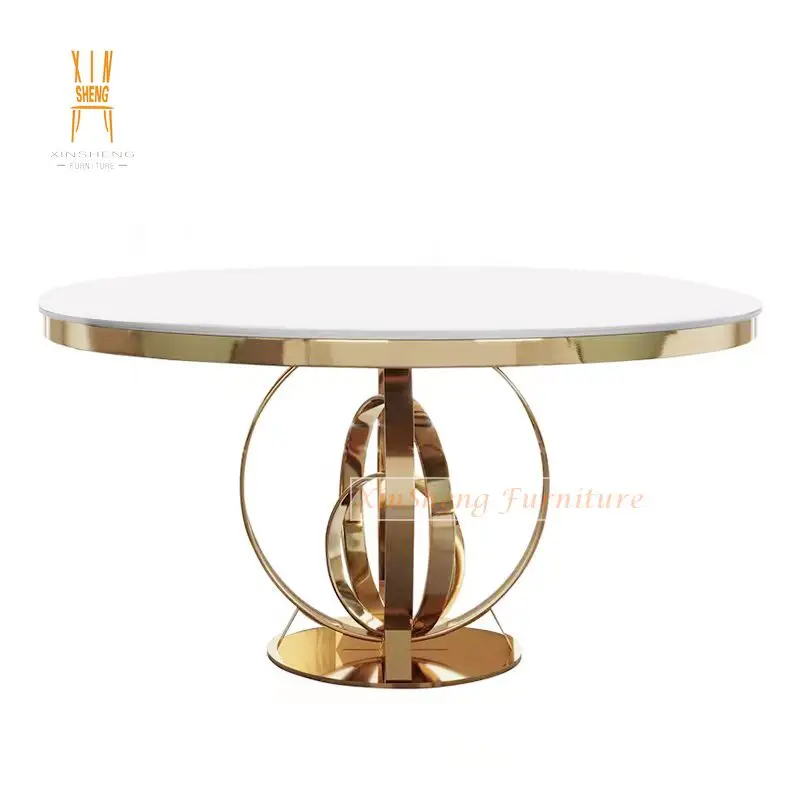 Modern Wedding Furniture MDF Top Stainless Steel Legs White Dining Table