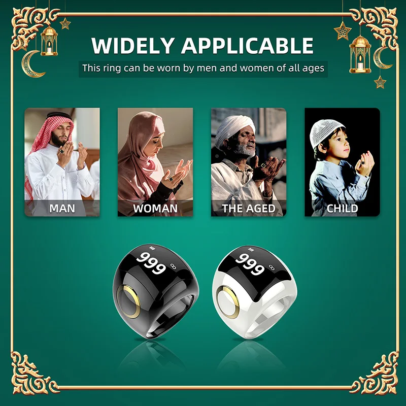 New product Islamic gift Muslim iqibla zikr ring smart tasbeeh counter smart ring azan clock
