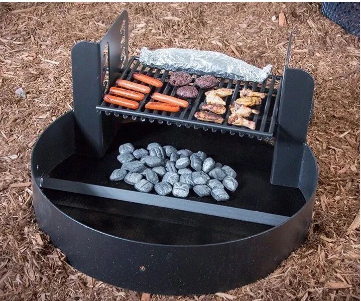 Outdoors high temperature resistance black powder-coated 32 in Fire Ring with Adjustable Grate BBQ grill