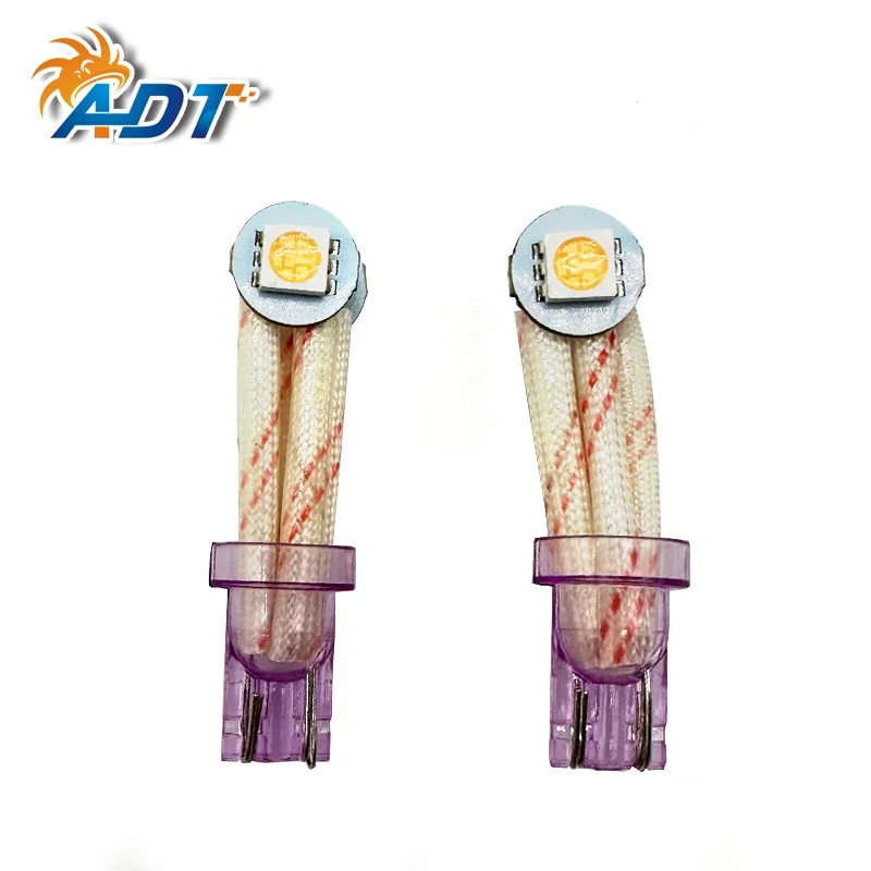ADT Transparent base insert t10 194 #555 2Leds 5050SMD Pinball 6.3 V Flexible 360 Angle pinball led lamps Light Purple
