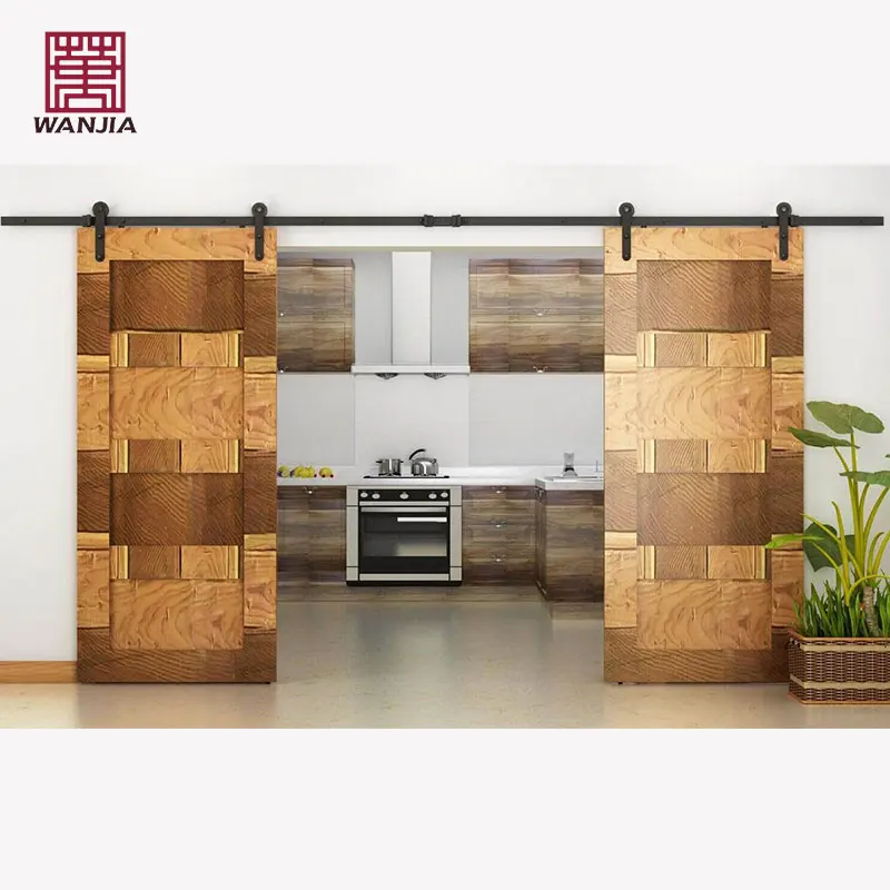 wanjia interior barn sliding glass door customized modern bifold hidden track hanging barn door