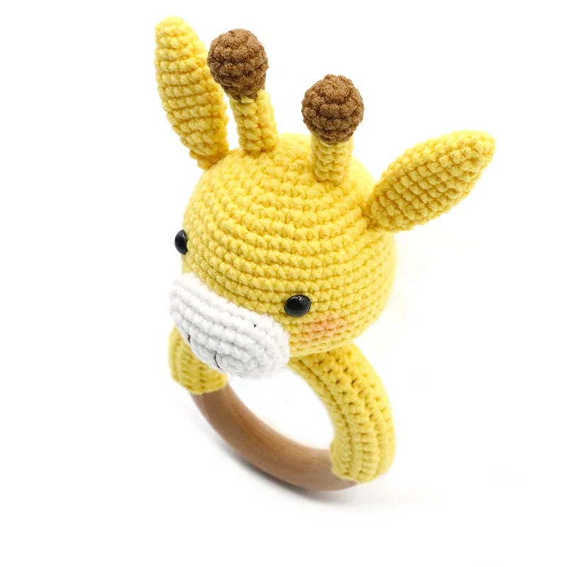 Высококачественное деревянное кольцо из бука, детская погремушка ручной работы в форме жирафа