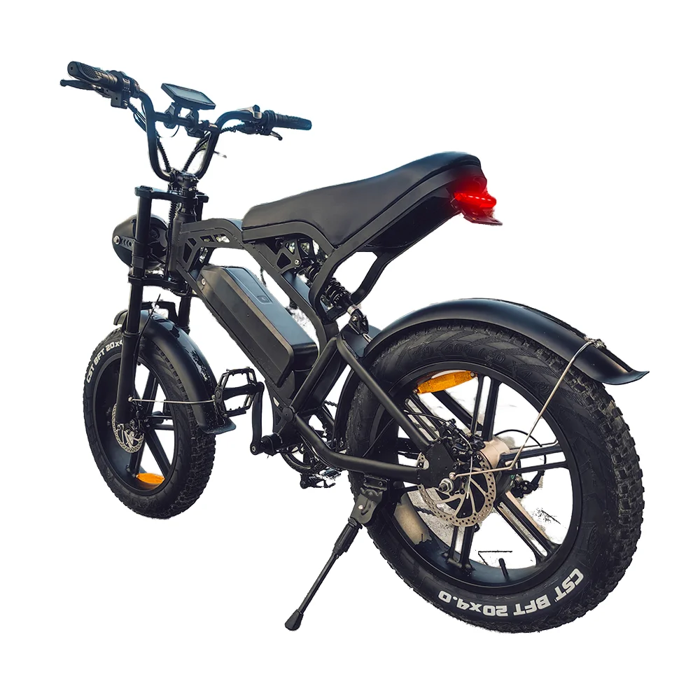 High Quality 1000W Retro Electric Moped Bicycle Enduro Ebike 48V 73 Electric Fat Tire 15AH Battery V20 Model Folding Steel Frame