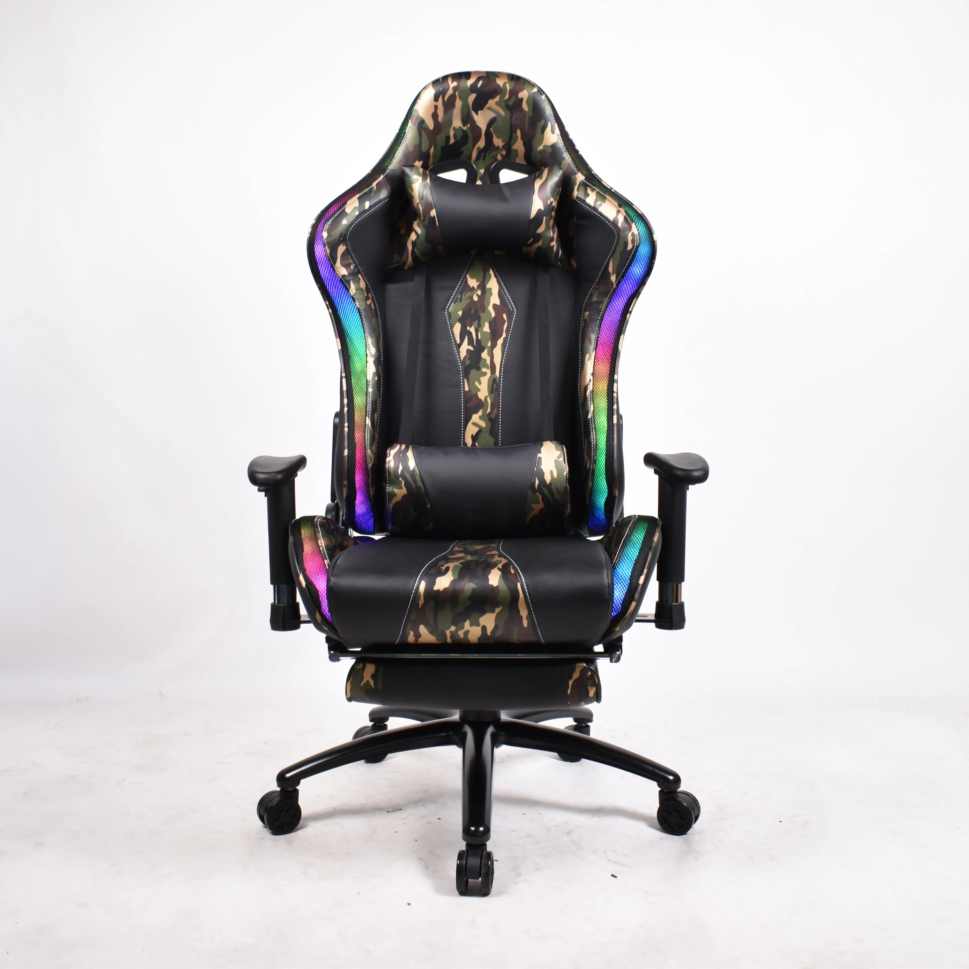 Custom PU Leather High Back Ergonomics Reclining PC Computer RGB Gaming Chair With Stand Wheels