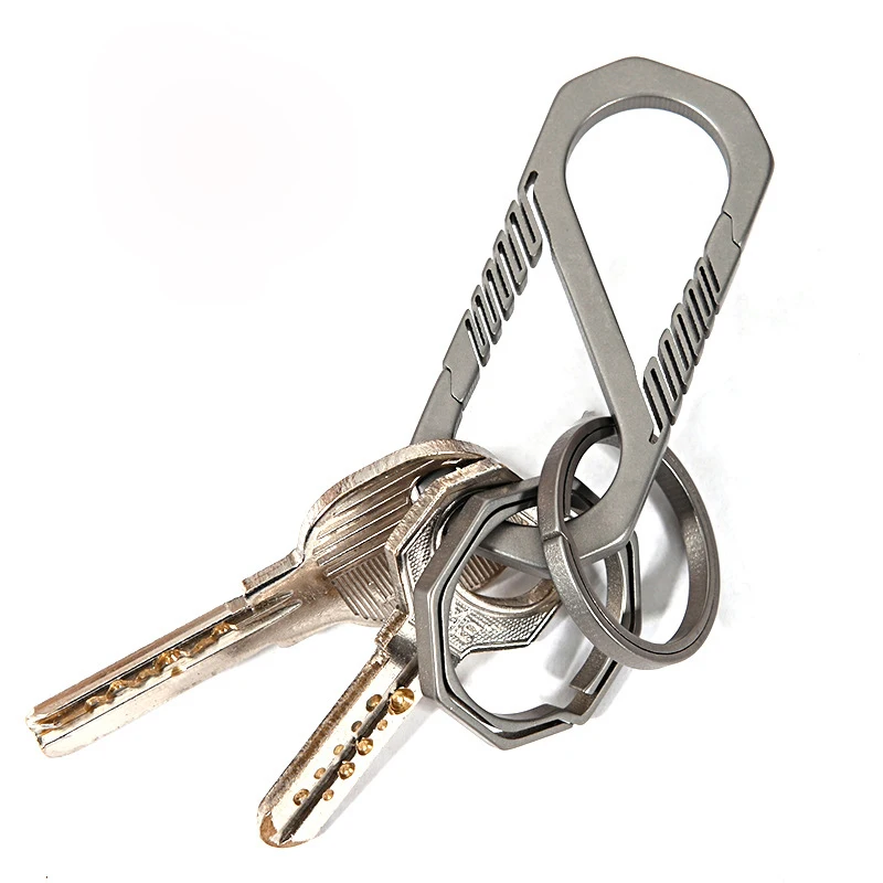 New titanium alloy carabiner keychain quick release EDC key holder with titanium key ring
