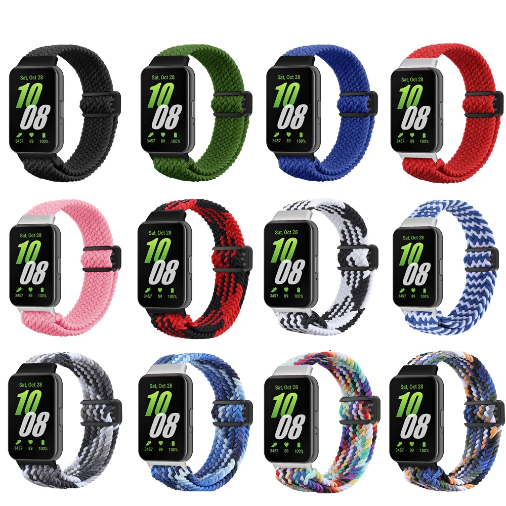Magnetic Buckle Elastic Nylon Loop for Galaxy Fit 3 Adjustable Braided Wristband for Galaxy Fit3 smart Magnetic Braided Bracelet