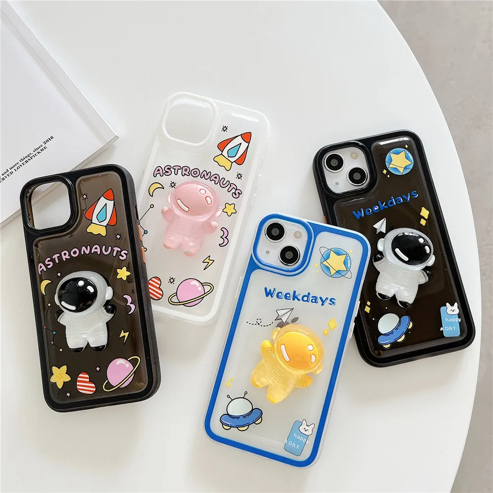 Cute Cartoon 3D Space Astronaut Phone Case For iPhone 14 13 Pro Max Soft TPU Mobile Phone Bags & Cases