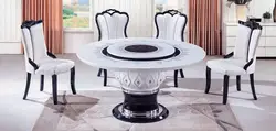 Современный пользовательский мраморный обеденный стол круглый стол с вращающейся семейной обеденной мебелью