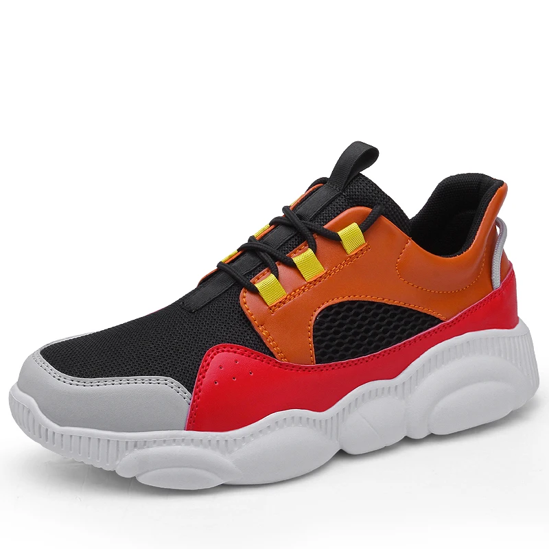 
Three color PU upper material men breathable mesh sneaker shoes 