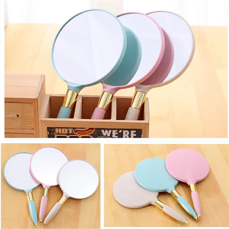 HMU 2023 Cheap Low Moq Travel Wholesale Plastic Square And Round Makeup Led Hand-held Cosmetic Mirror Handheld Mirror