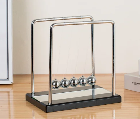 Hot sale Office Desk Decoration Gift Wooden Base With Mirror Newton Pendulum Newton Cradle