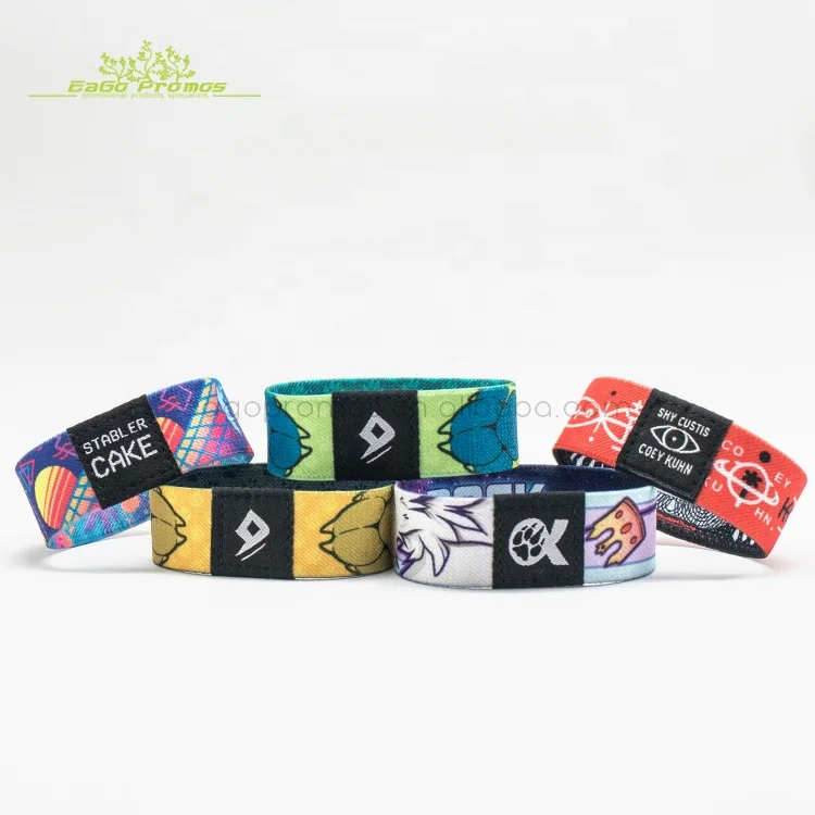 2024 2025 Eco-friendly fancy custom reusable fashionable polyester elastic festival wristband as souvenir gift