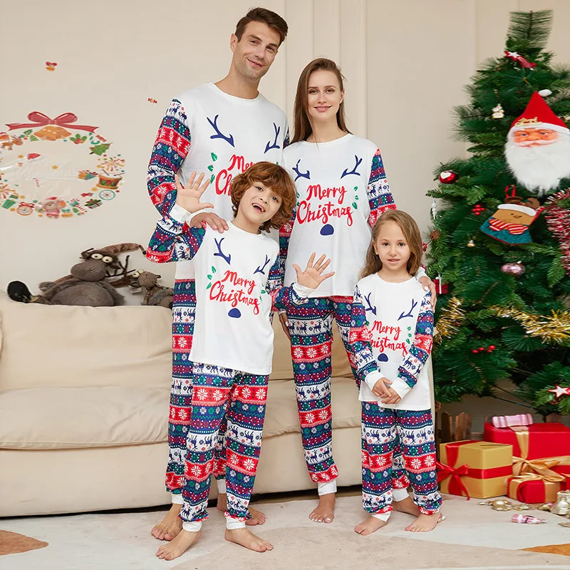 PASUXI Family Christmas Pajamas 2023 Mother Kids Pijamas Mom Daughter Matching Outfit Baby Boy Girls Children Pyjamas Clothes