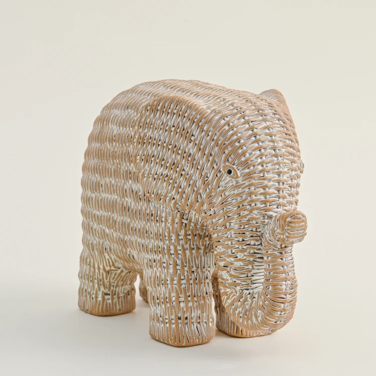 EAGLEGIFTS Home Decor Interior Elegant Pieces Accessories Imitation Rattan Resin Elephant Tabletop Ornaments Decorative Accent