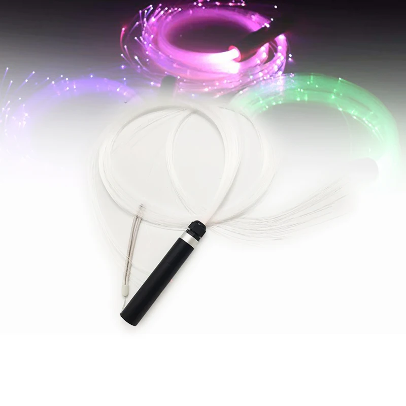 Stage performances easy installation USB rechargeable LED fiber optic dance whip