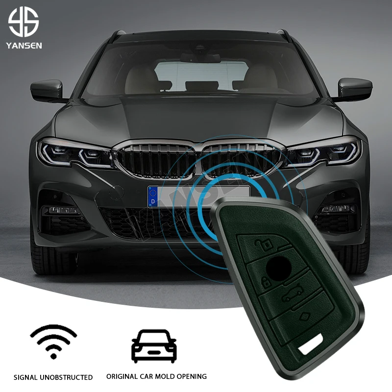 New Design Customised colours Alloy Leather Key case cover For BMW X3 X5 E60 E90 G30 Smart Key holder Accessories