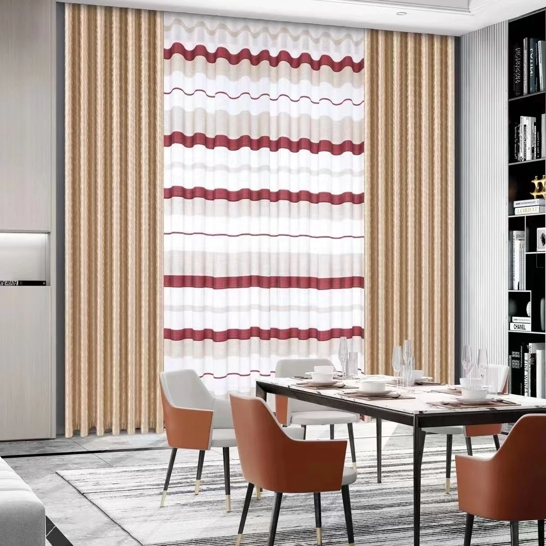 Fancy Geometric Pattern Jacquard Curtain Fabric Roll home Textiles