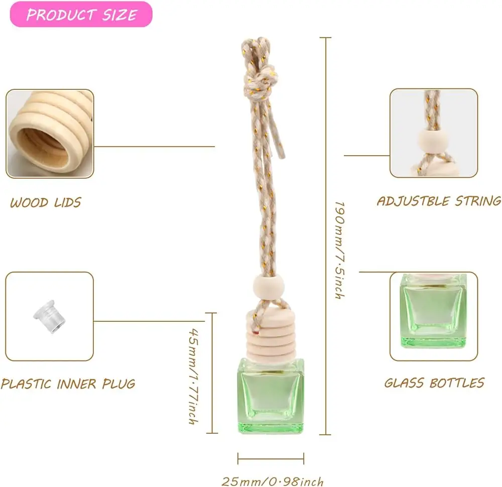 5Ml 10Ml15ml Polymer Clay Car Hanging Perfume Bottle Air Freshener Car Diffuser Glass Bottles