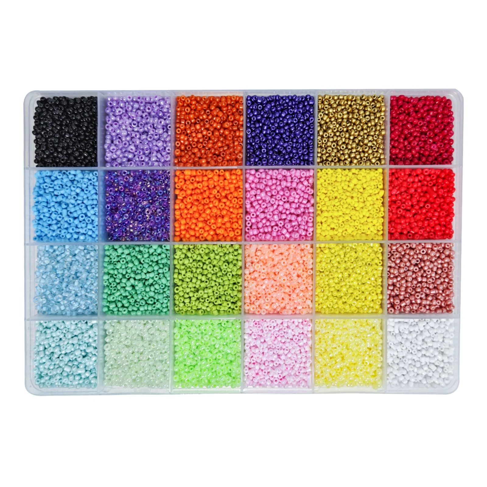 Hot Selling 24 Colors 28800PCS 12/0 8/0 2/3mm Customizable Colors Glass Seed Beads DIY Beed Kit For Bracelets Making