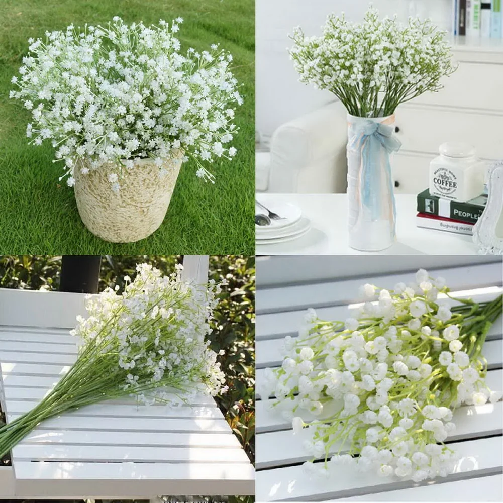 OurWarm White Babies Breath Gypsophila Flowers Artificial Gypsophila DIY Floral Bouquets Arrangement for Wedding Home Decor