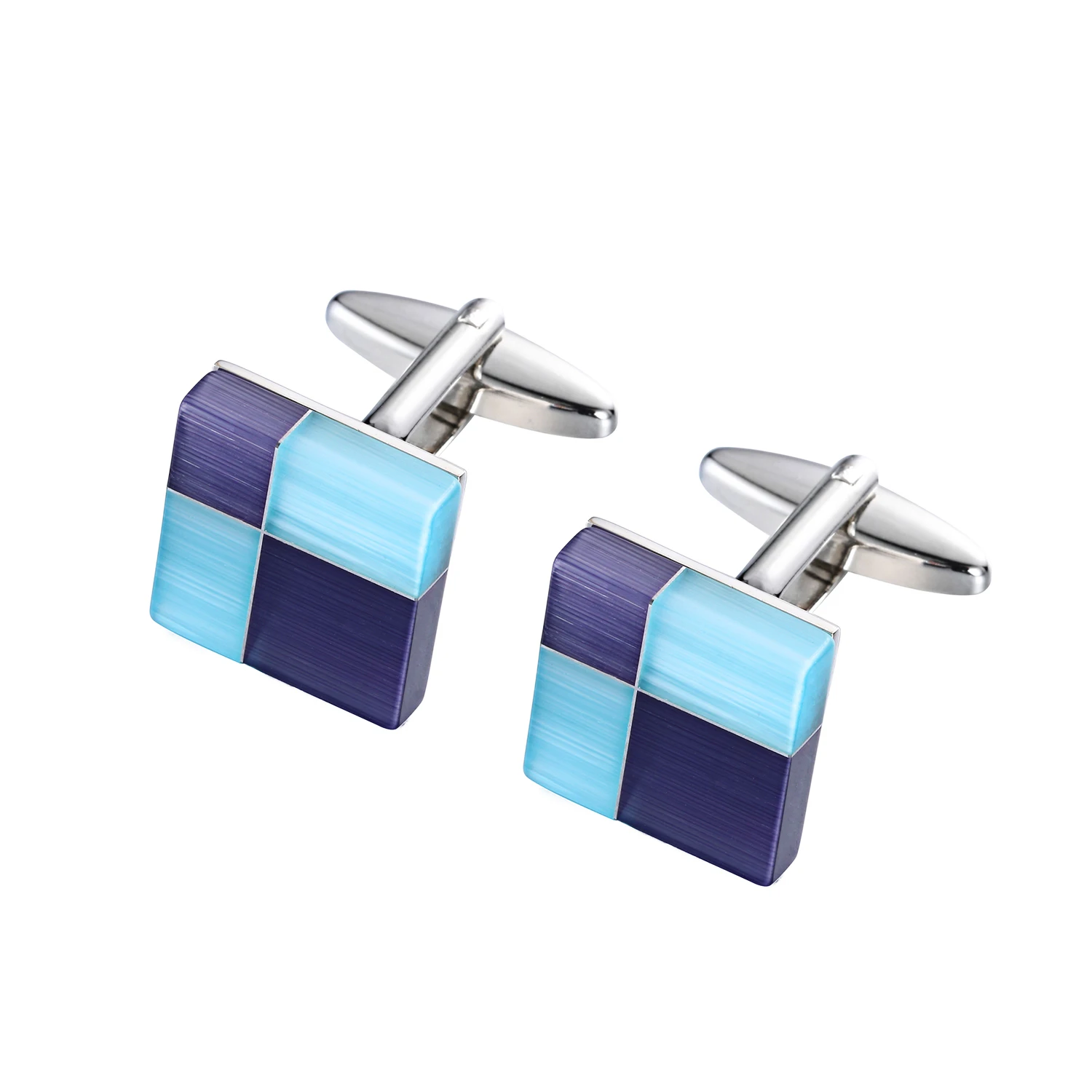 2022 Trendy High Quality Black And Colorful Shell Square Lattice Cufflinks Semi-Precious Stone For Mens Shirt