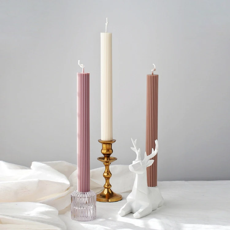 Handmade custom aromatherapy long stick flameless soy luxury taper pillar candle for home decoration