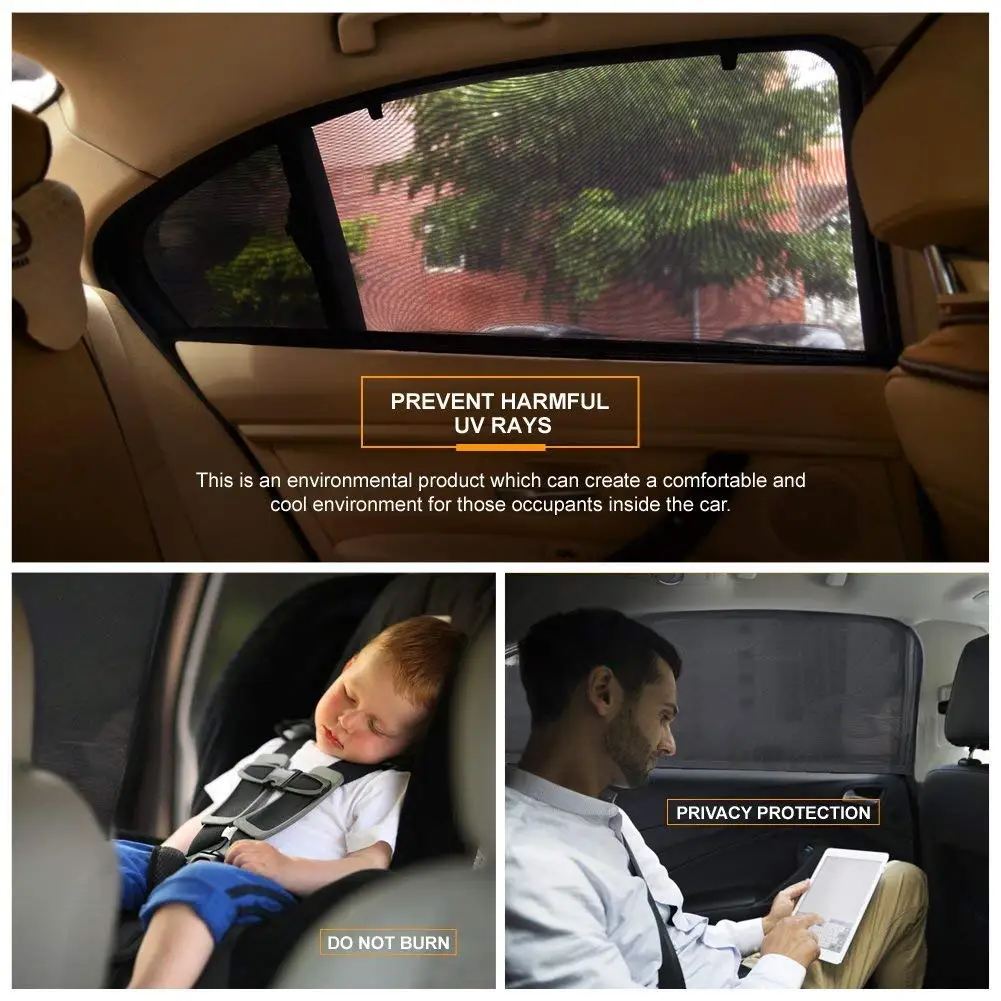 2 Pack UV Protection Car Sunshade Anti-mosquito Car Window Sunshade For Car Sedan SUV MPV Summer Net Mesh Sun Shade Curtain