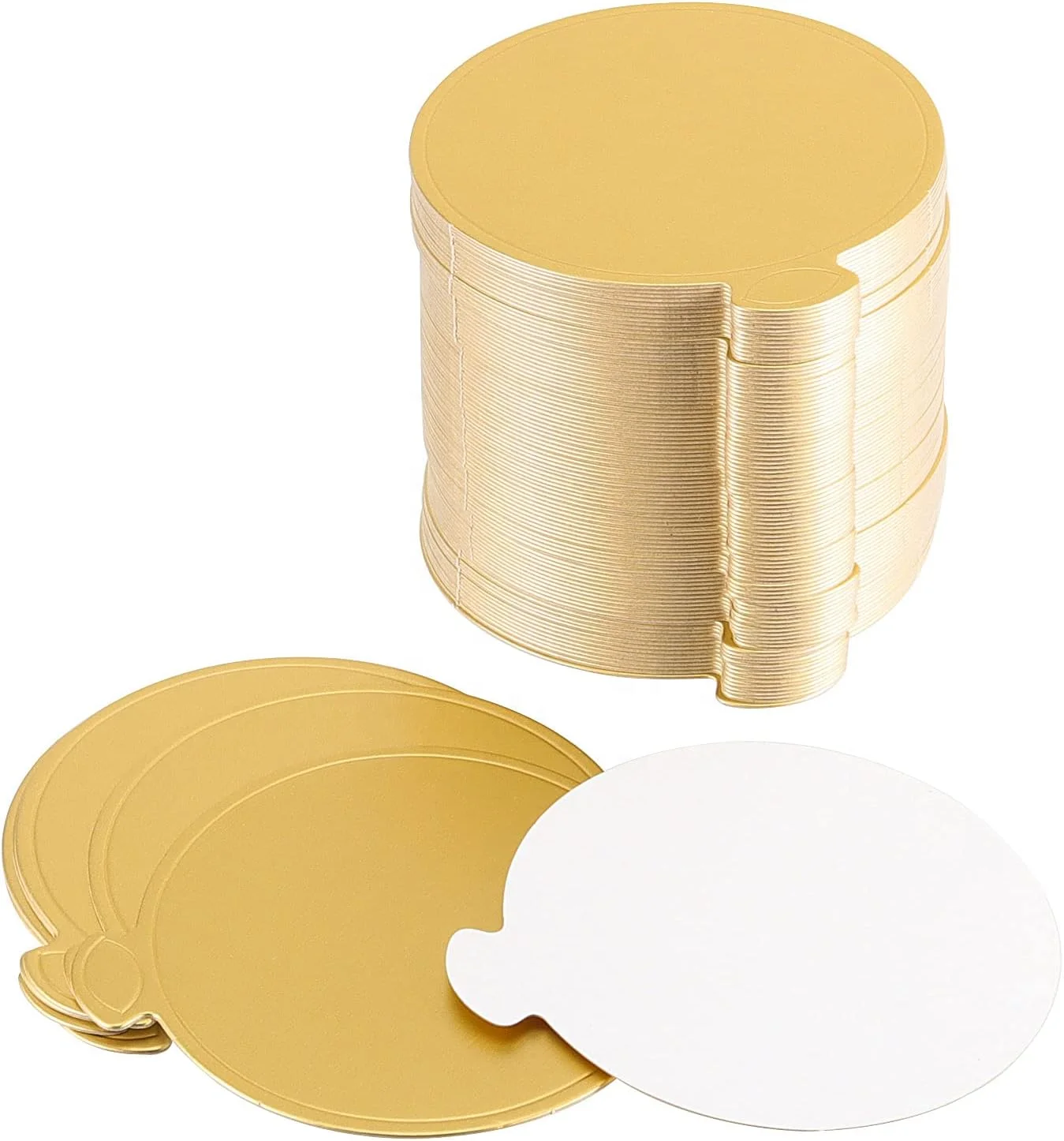 Greaseproof 3.5 inch Gold Round Square Pastry Board With Tab 750gsm Cardboard Cake Base For Mousse Mini Cake Dessert  Display