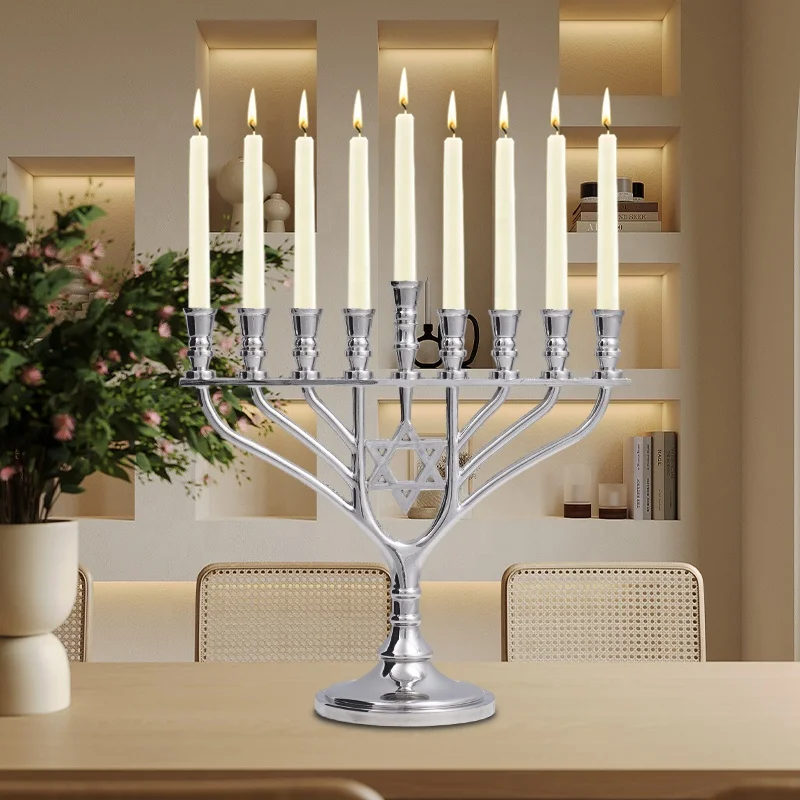 Custom Judaica Hanukkah Menorah Various Size Temple Menorah Metal Candle Holder