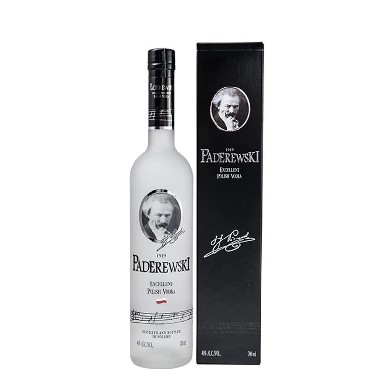 TOP Premium Paderewski vodka liquor expensive appearance 1L custom glass bottle packaging alcoholic beverage