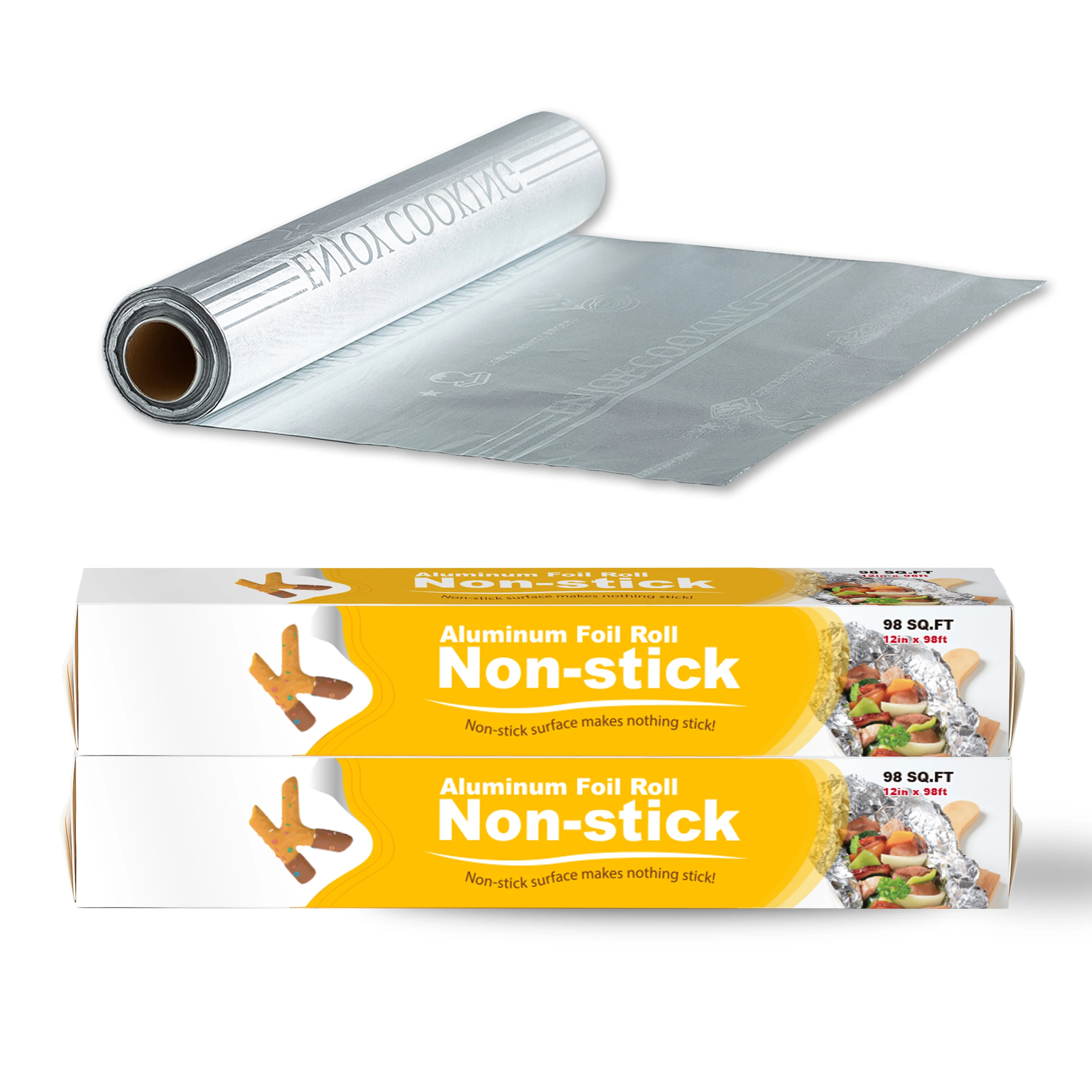 
98 Sq Ft Non Stick Aluminum Foil Roll 12 Inch Embossed Grilling Nonstick Foil Wrap 