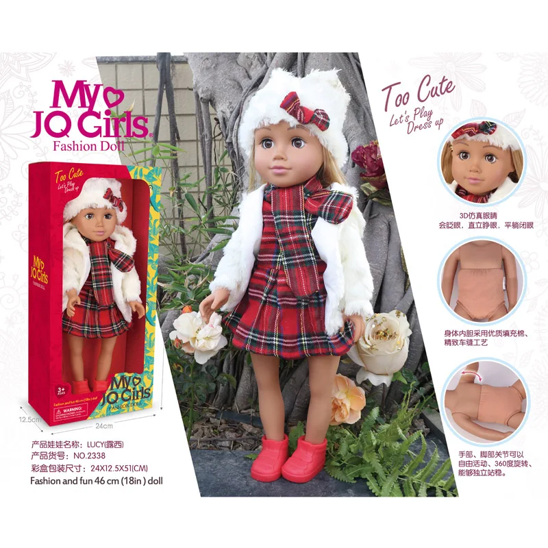 Manufacture 18 Inch Big Size Doll Girl Toy Lovely Girl Dressing Toys Plastic 3d Eye Joints Plastic Big Eyes Baby Doll